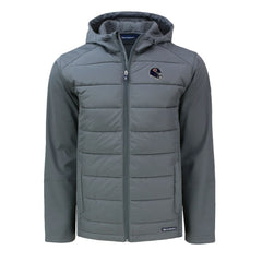 Chicago Bears Cutter & Buck Helmet Big & Tall Evoke Hybrid Eco Softshell Recycled Full-Zip Jacket Gray