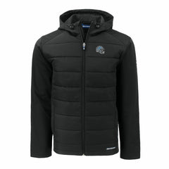 Detroit Lions Cutter & Buck Helmet Big & Tall Evoke Hybrid Eco Softshell Recycled Full-Zip Hoodie Jacket Black