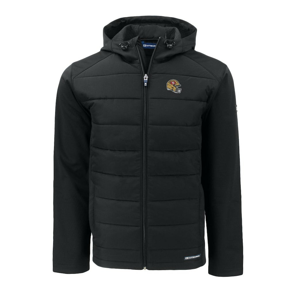 San Francisco 49ers Cutter & Buck Helmet Big & Tall Evoke Hybrid Eco Softshell Recycled Full-Zip Jacket Black