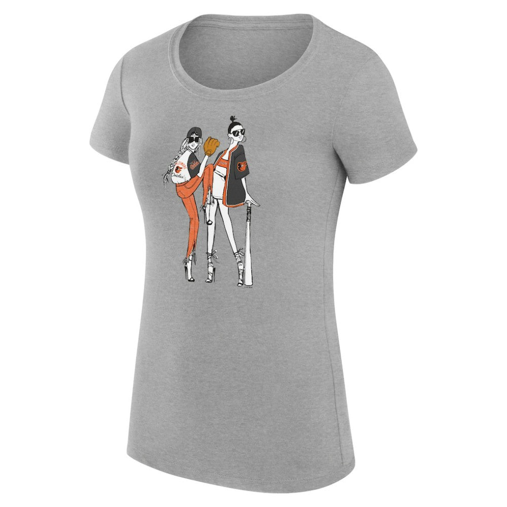Baltimore Orioles G-III 4Her by Carl Banks Women's Super-Slim Fit Lightweight Baseball Girls T-Shirt - Heather Gray - MLB on Sale