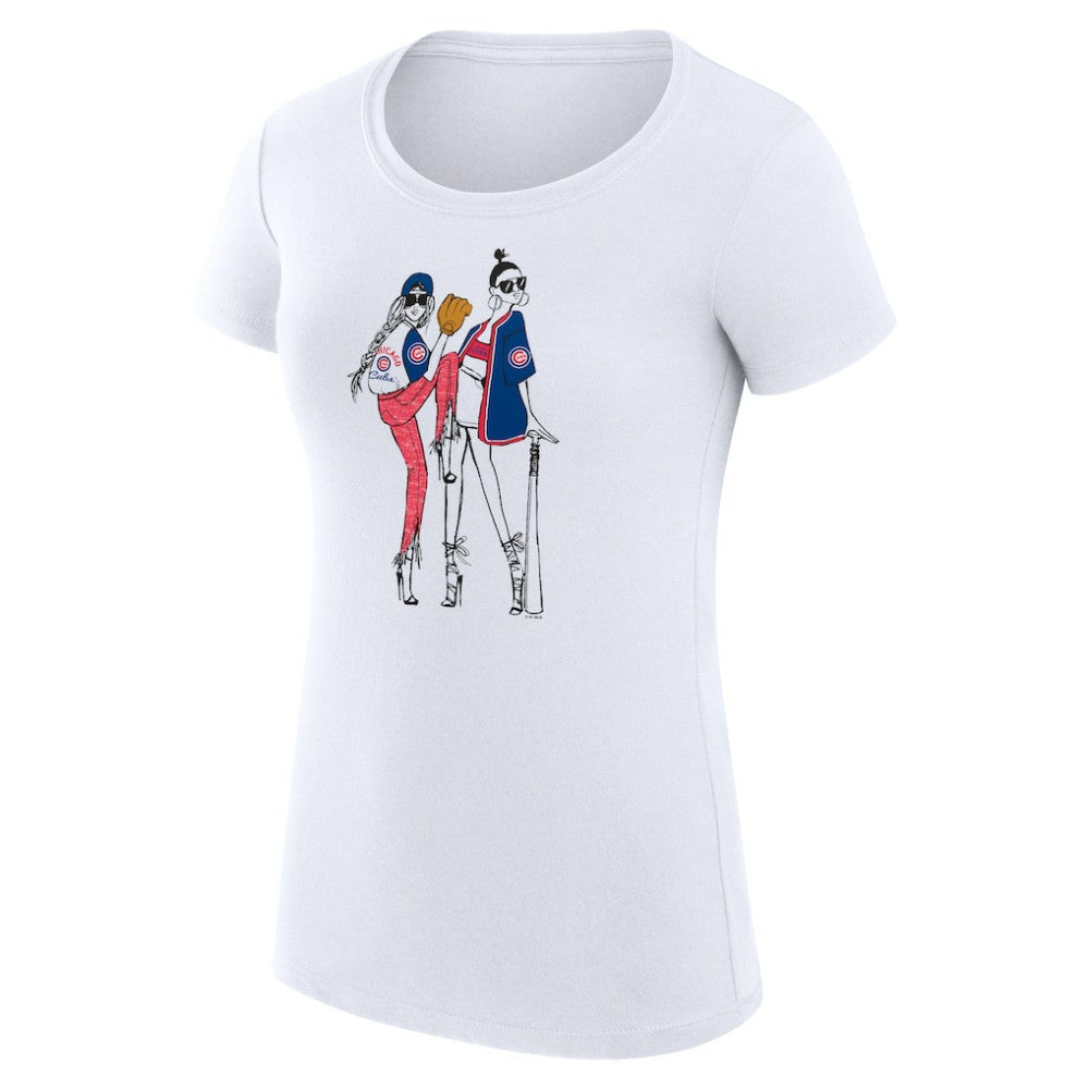 Chicago Cubs G-III 4Her by Carl Banks Women's Super-Slim Fit Lightweight Baseball Girls T-Shirt - White - MLB Sale