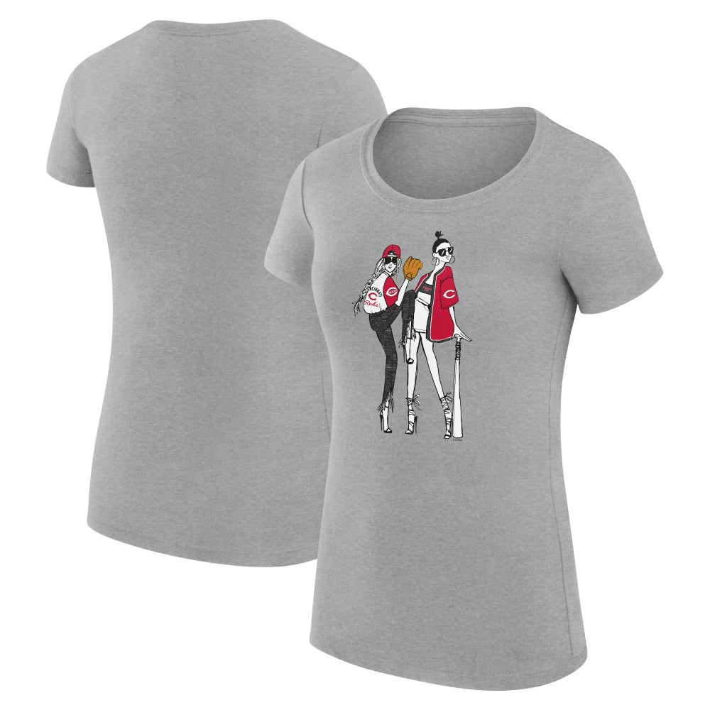 Cincinnati Reds G-III 4Her by Carl Banks Women's Super-Slim Fit Lightweight Baseball Girls T-Shirt - Heather Gray - MLB Online