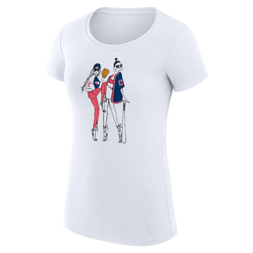 Cleveland Guardians G-III 4Her by Carl Banks Women's Super-Slim Fit Lightweight Baseball Girls T-Shirt - White - MLB Sale