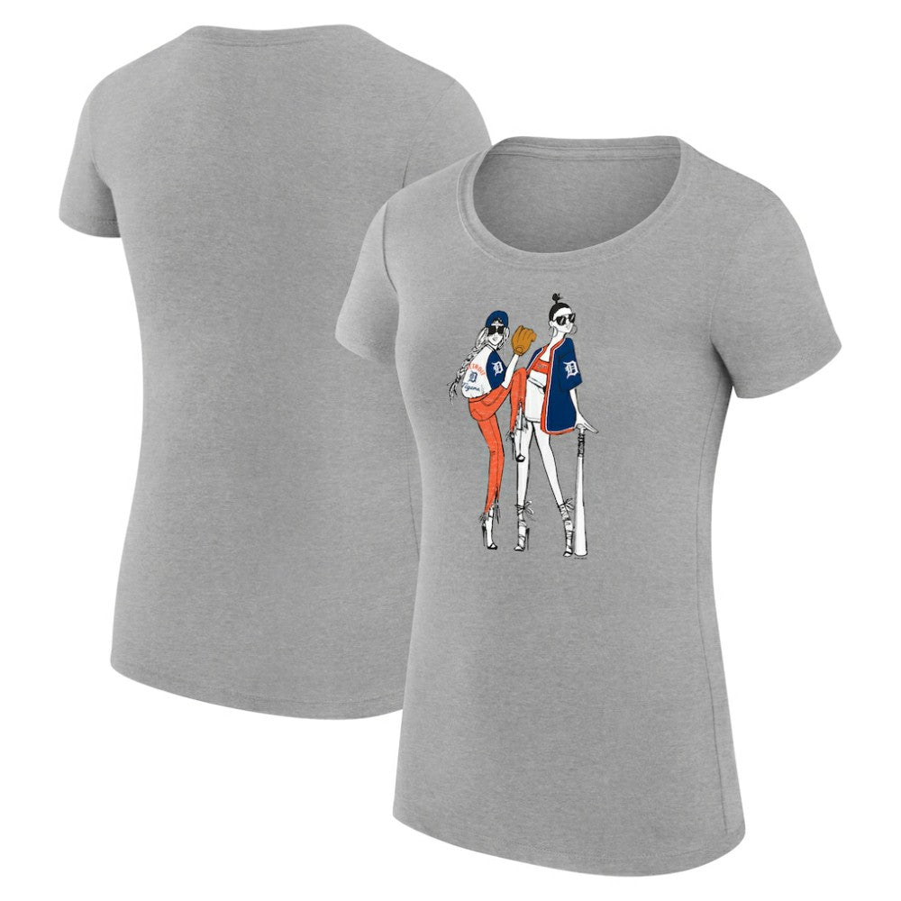 Detroit Tigers G-III 4Her by Carl Banks Women's Super-Slim Fit Lightweight Baseball Girls T-Shirt - Heather Gray - MLB Sale