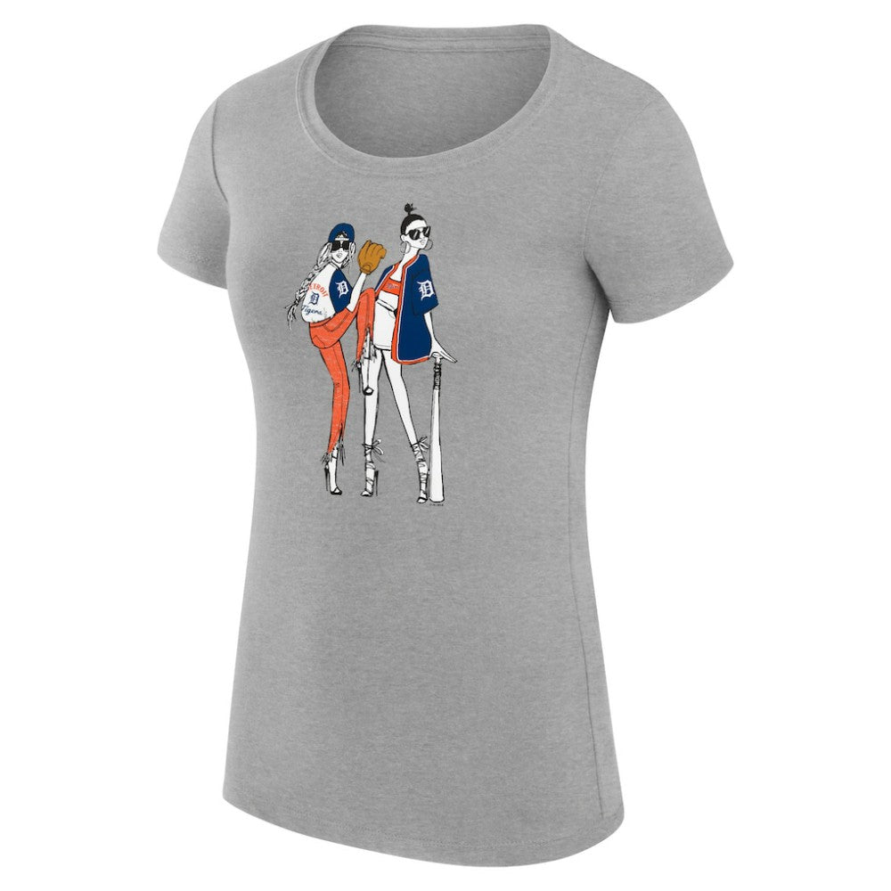 Detroit Tigers G-III 4Her by Carl Banks Women's Super-Slim Fit Lightweight Baseball Girls T-Shirt - Heather Gray - MLB Sale