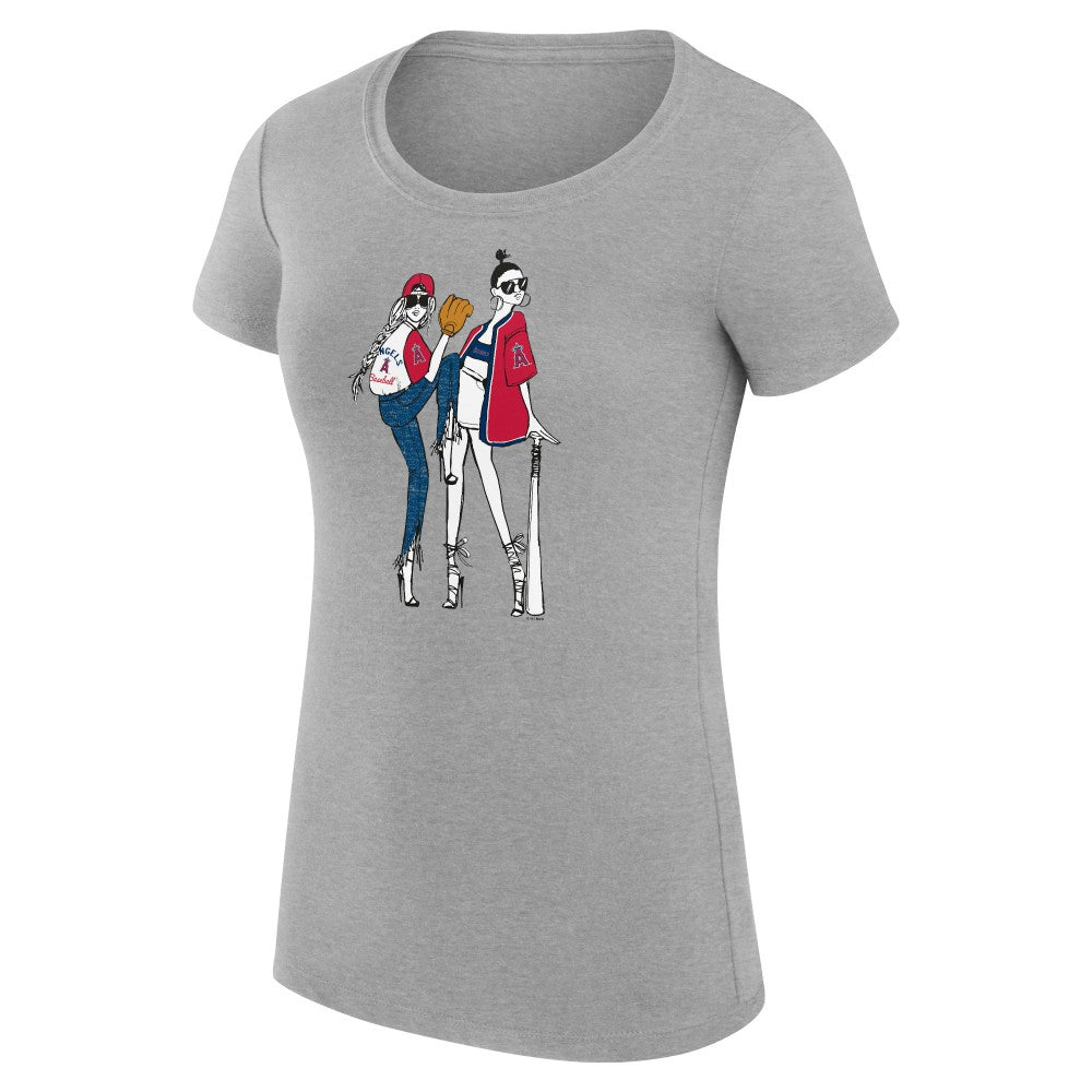 Los Angeles Angels G-III 4Her by Carl Banks Women's Super-Slim Fit Lightweight Baseball Girls T-Shirt - Heather Gray - MLB Online