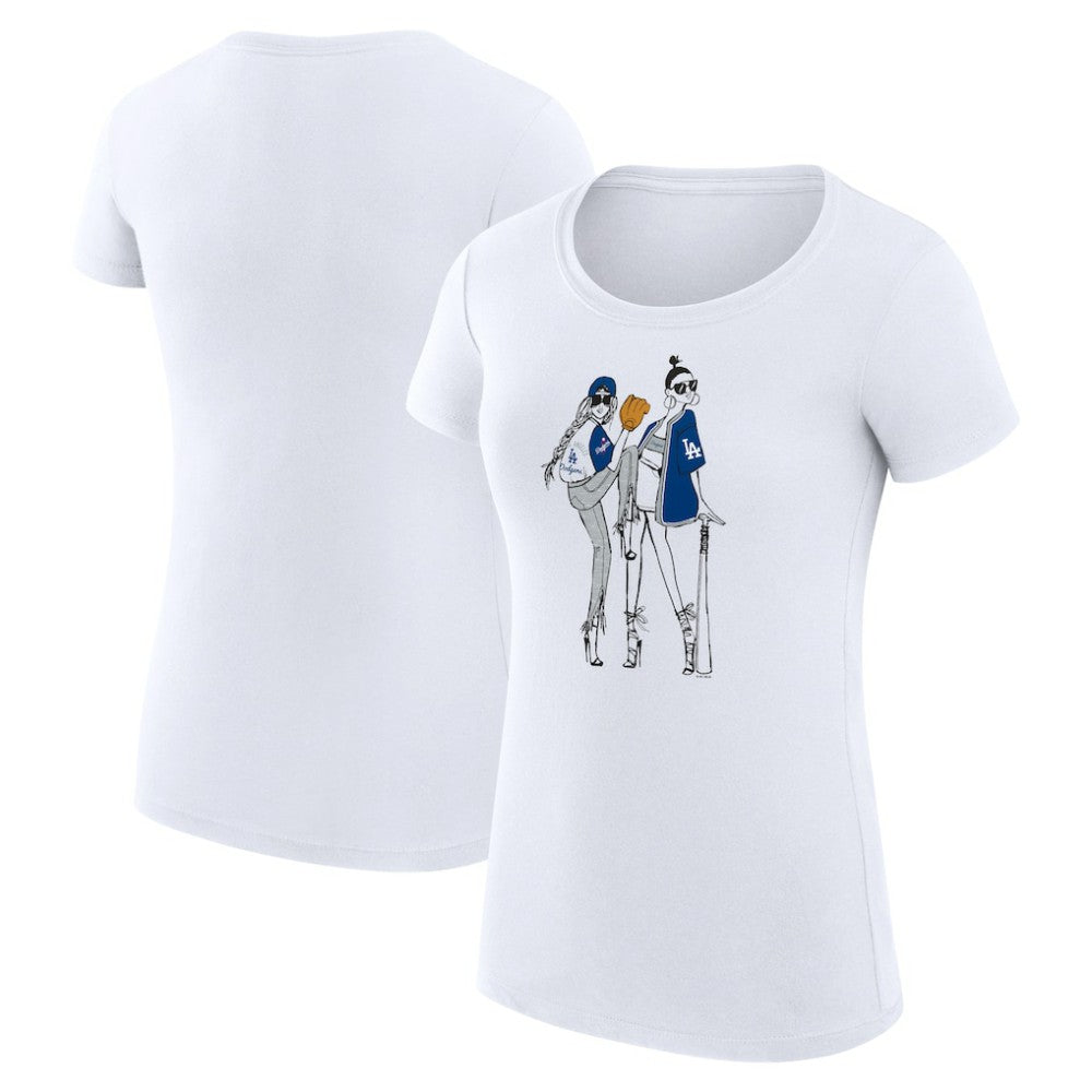 Los Angeles Dodgers G-III 4Her by Carl Banks Women's Super-Slim Fit Lightweight Baseball Girls T-Shirt - White - MLB Discount