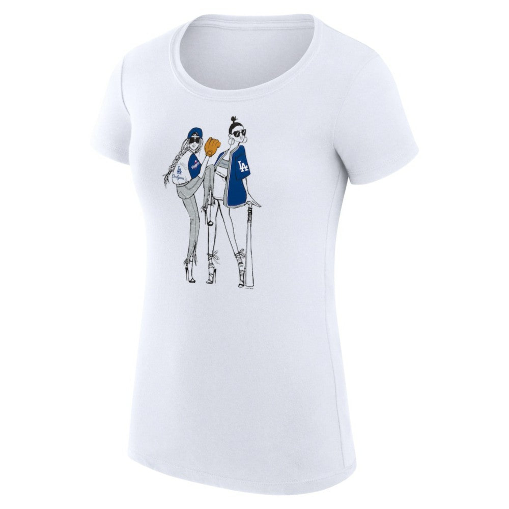 Los Angeles Dodgers G-III 4Her by Carl Banks Women's Super-Slim Fit Lightweight Baseball Girls T-Shirt - White - MLB Discount
