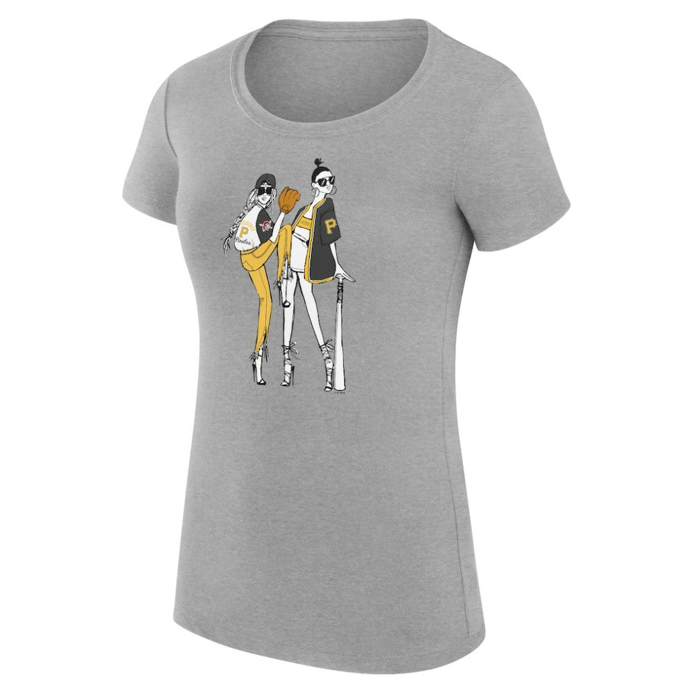 Pittsburgh Pirates G-III 4Her by Carl Banks Women's Super-Slim Fit Lightweight Baseball Girls T-Shirt - Heather Gray - MLB Lifestyle