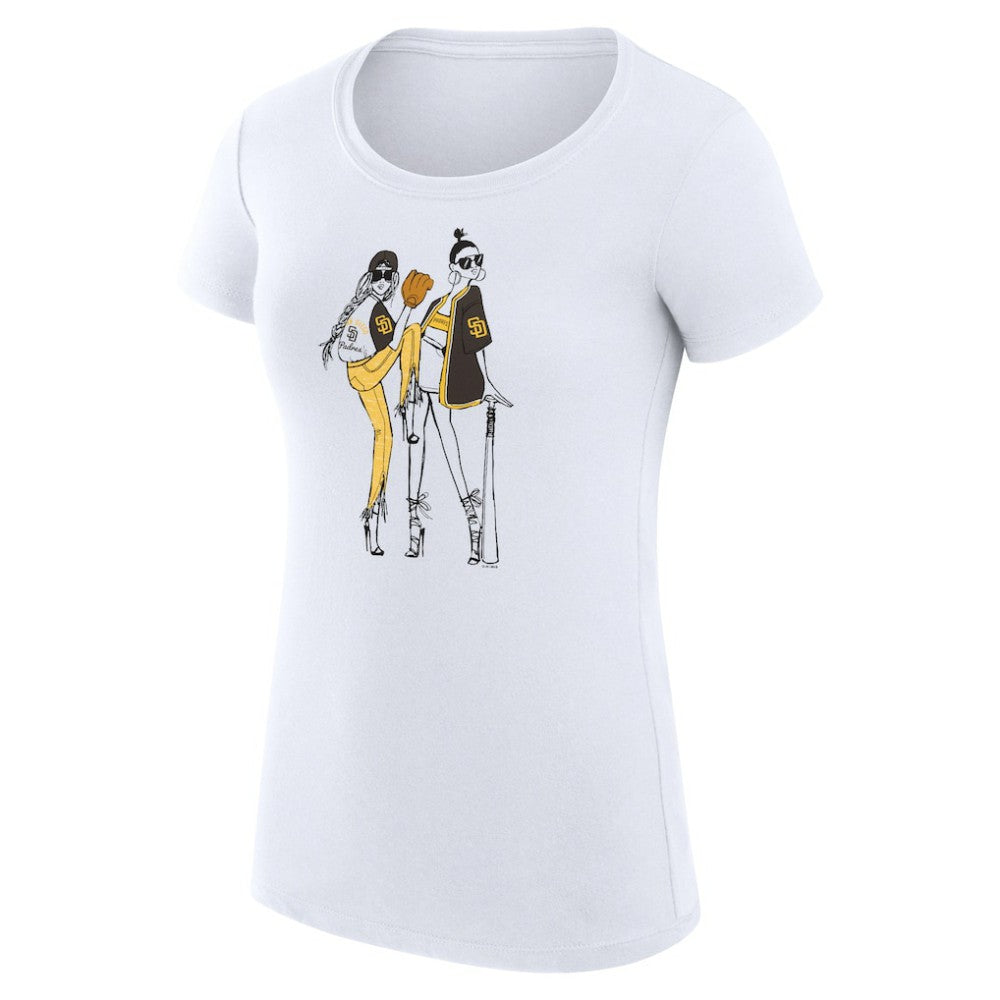 San Diego Padres G-III 4Her by Carl Banks Women's Super-Slim Fit Lightweight Baseball Girls T-Shirt - White - MLB on Sale