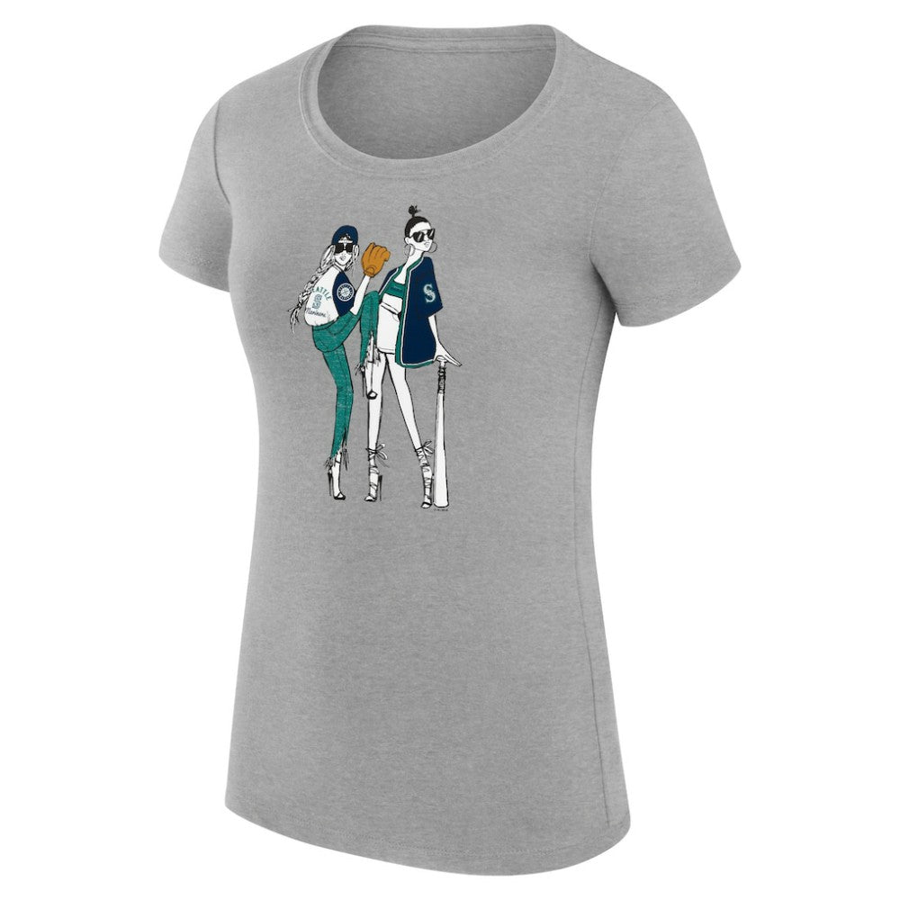 Seattle Mariners G-III 4Her by Carl Banks Women's Super-Slim Fit Lightweight Baseball Girls T-Shirt - Heather Gray - MLB Lifestyle
