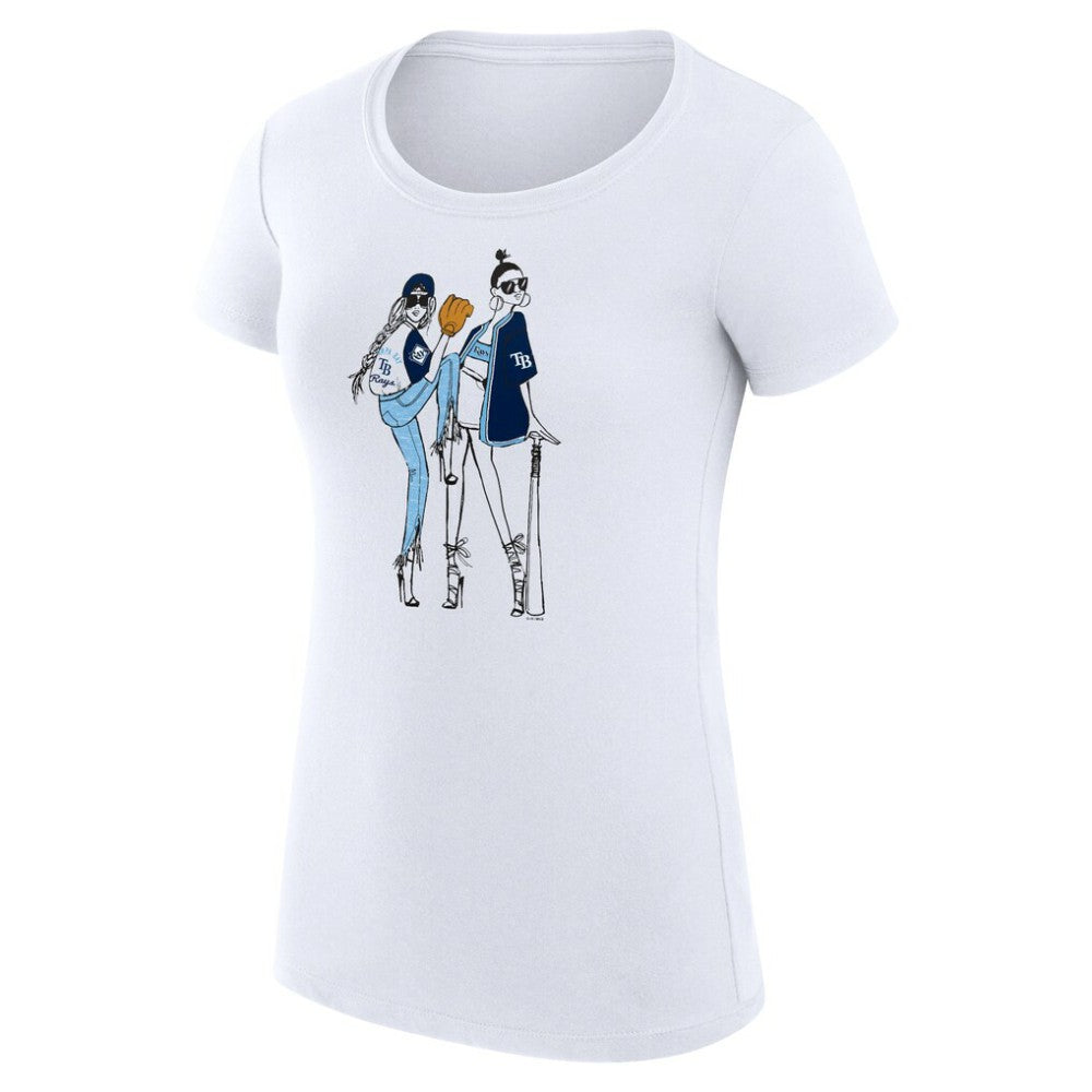 Tampa Bay Rays G-III 4Her by Carl Banks Women's Super-Slim Fit Lightweight Baseball Girls T-Shirt - White - MLB Lifestyle