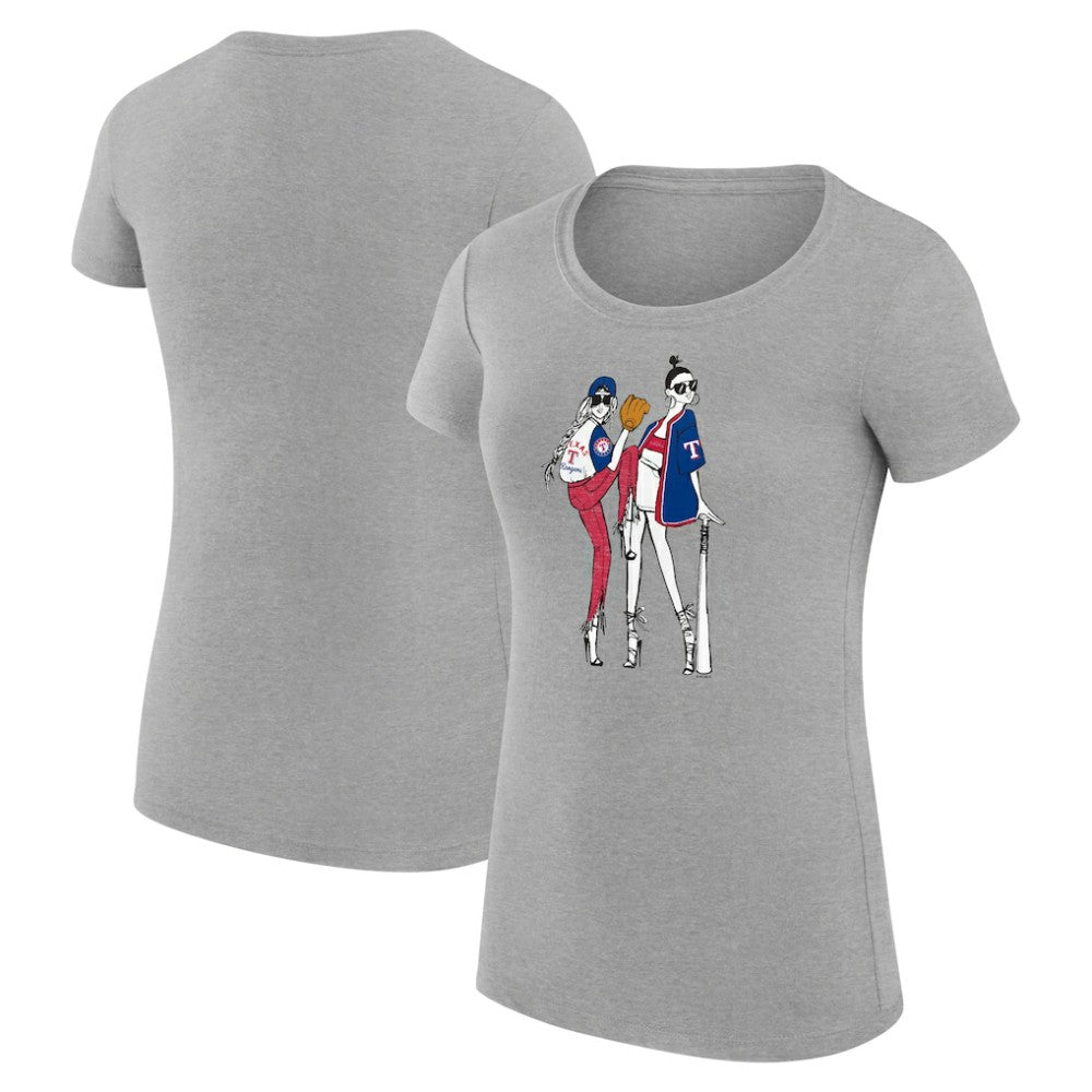 Texas Rangers G-III 4Her by Carl Banks Women's Super-Slim Fit Lightweight Baseball Girls T-Shirt - Heather Gray - MLB Online