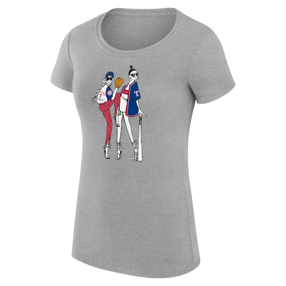 Texas Rangers G-III 4Her by Carl Banks Women's Super-Slim Fit Lightweight Baseball Girls T-Shirt - Heather Gray - MLB Online