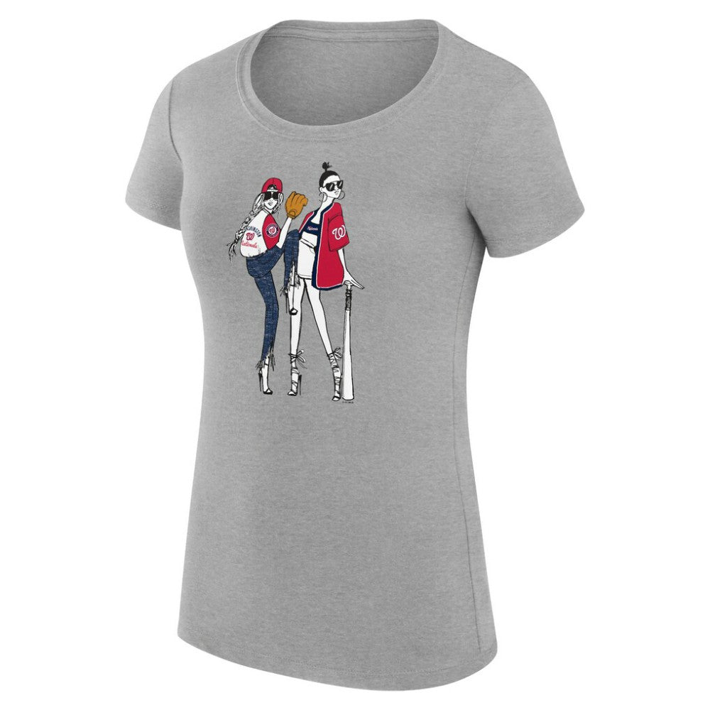 Washington Nationals G-III 4Her by Carl Banks Women's Super-Slim Fit Lightweight Baseball Girls T-Shirt - Heather Gray - MLB Lifestyle