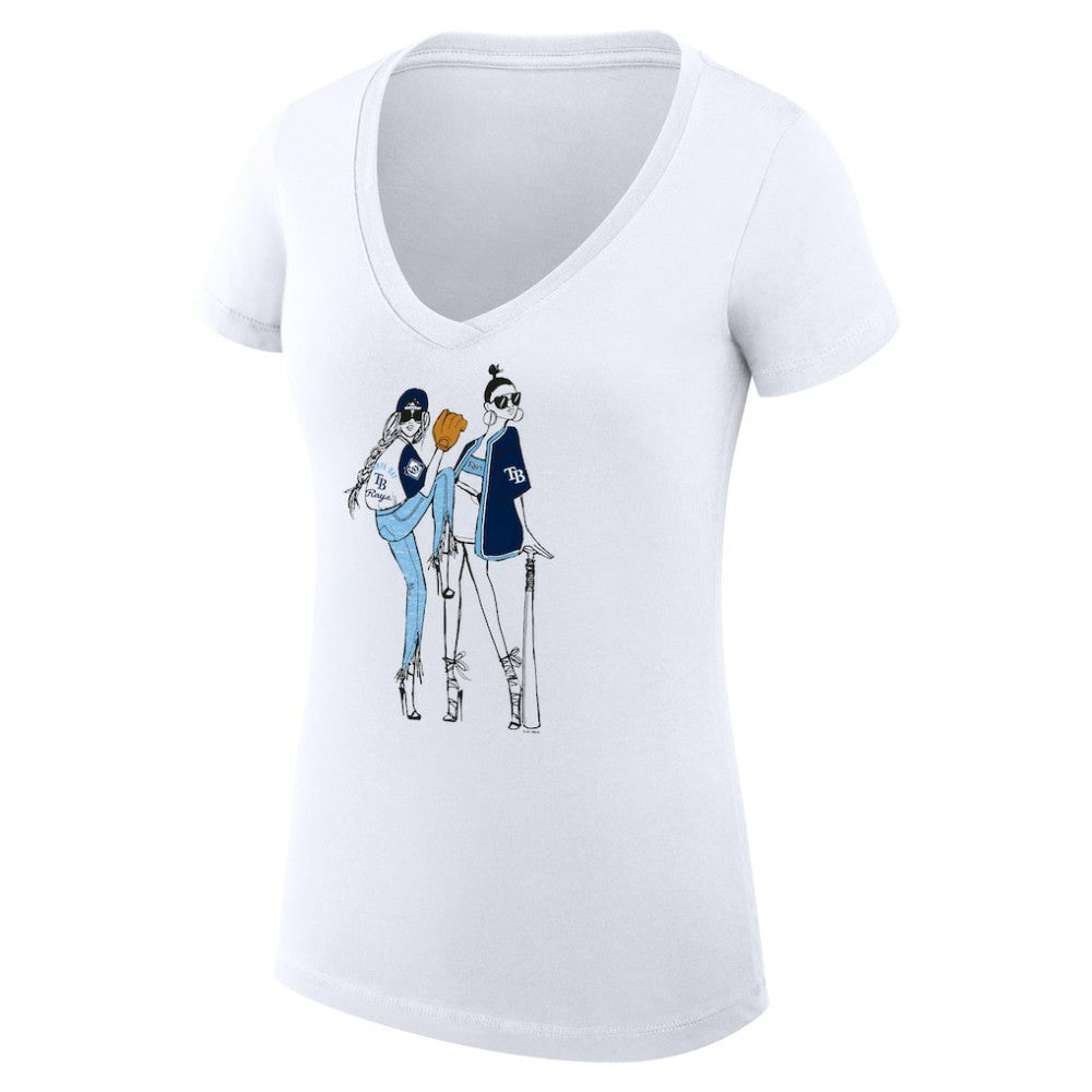 Tampa Bay Rays G-III 4Her by Carl Banks Women's Super-Slim Fit Lightweight Baseball V-Neck T-Shirt - White - MLB on Sale