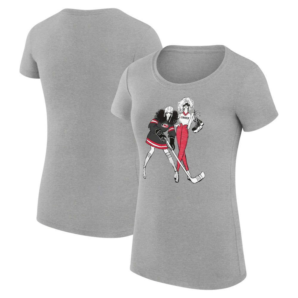 Carolina Hurricanes G-III 4Her by Carl Banks Women's Super-Slim Fit Lightweight Hockey Girls T-Shirt - Heather Gray - NHL 200632778