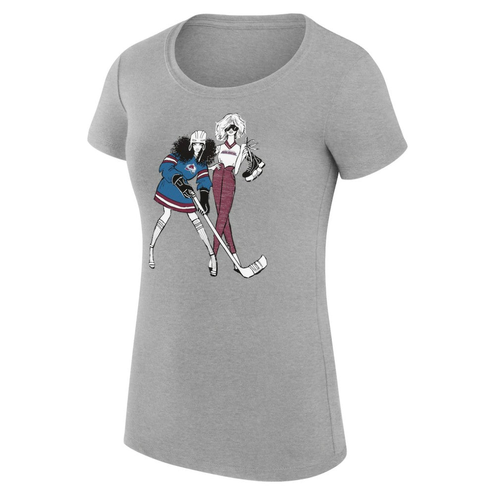 Colorado Avalanche G-III 4Her by Carl Banks Women's Super-Slim Fit Lightweight Hockey Girls T-Shirt - Heather Gray - NHL 200632780
