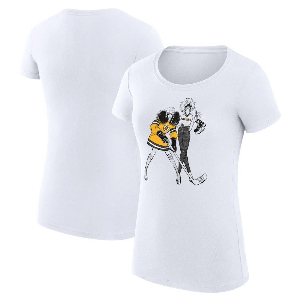 Boston Bruins G-III 4Her by Carl Banks Women's Super-Slim Fit Lightweight Hockey Girls T-Shirt - White - NHL 200632783