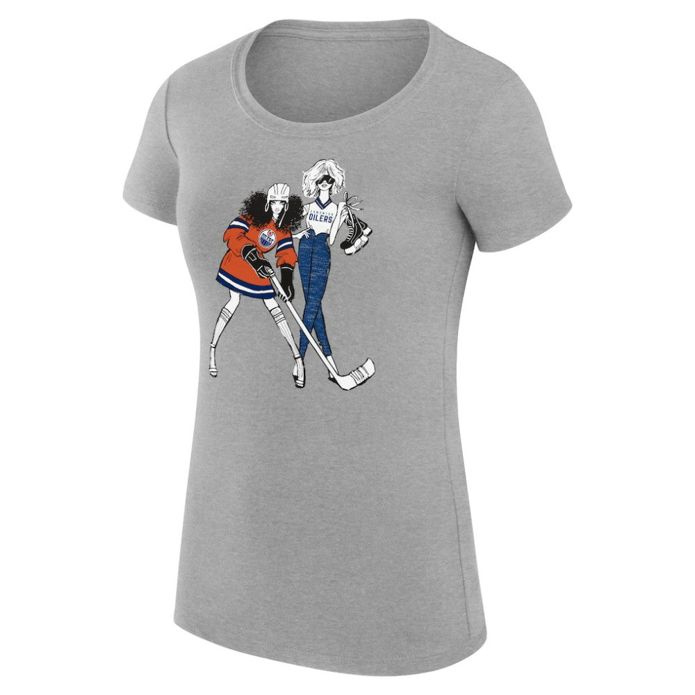 Edmonton Oilers G-III 4Her by Carl Banks Women's Super-Slim Fit Lightweight Hockey Girls T-Shirt - Heather Gray - NHL 200632787