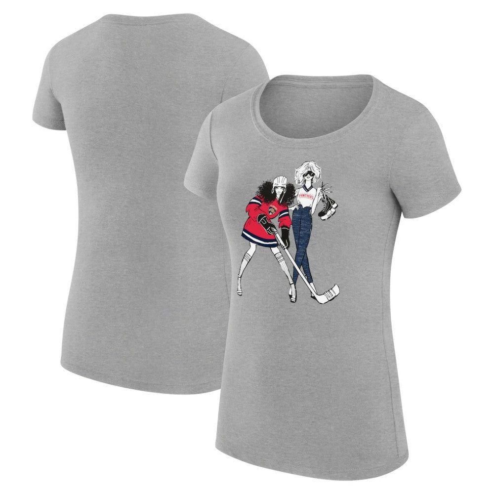 Florida Panthers G-III 4Her by Carl Banks Women's Super-Slim Fit Lightweight Hockey Girls T-Shirt - Heather Gray - NHL 200632788