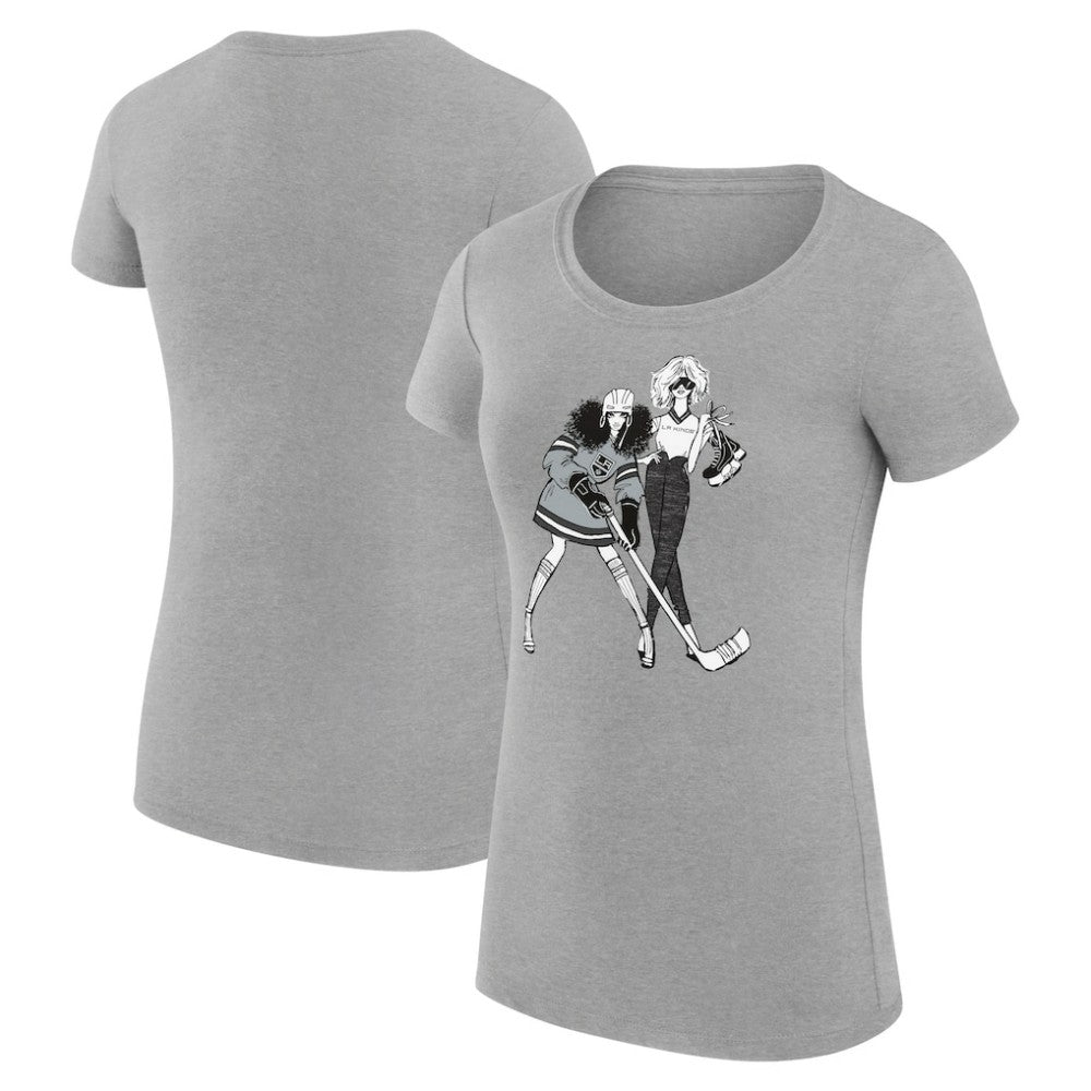 Los Angeles Kings G-III 4Her by Carl Banks Women's Super-Slim Fit Lightweight Hockey Girls T-Shirt - Heather Gray - NHL 200632789