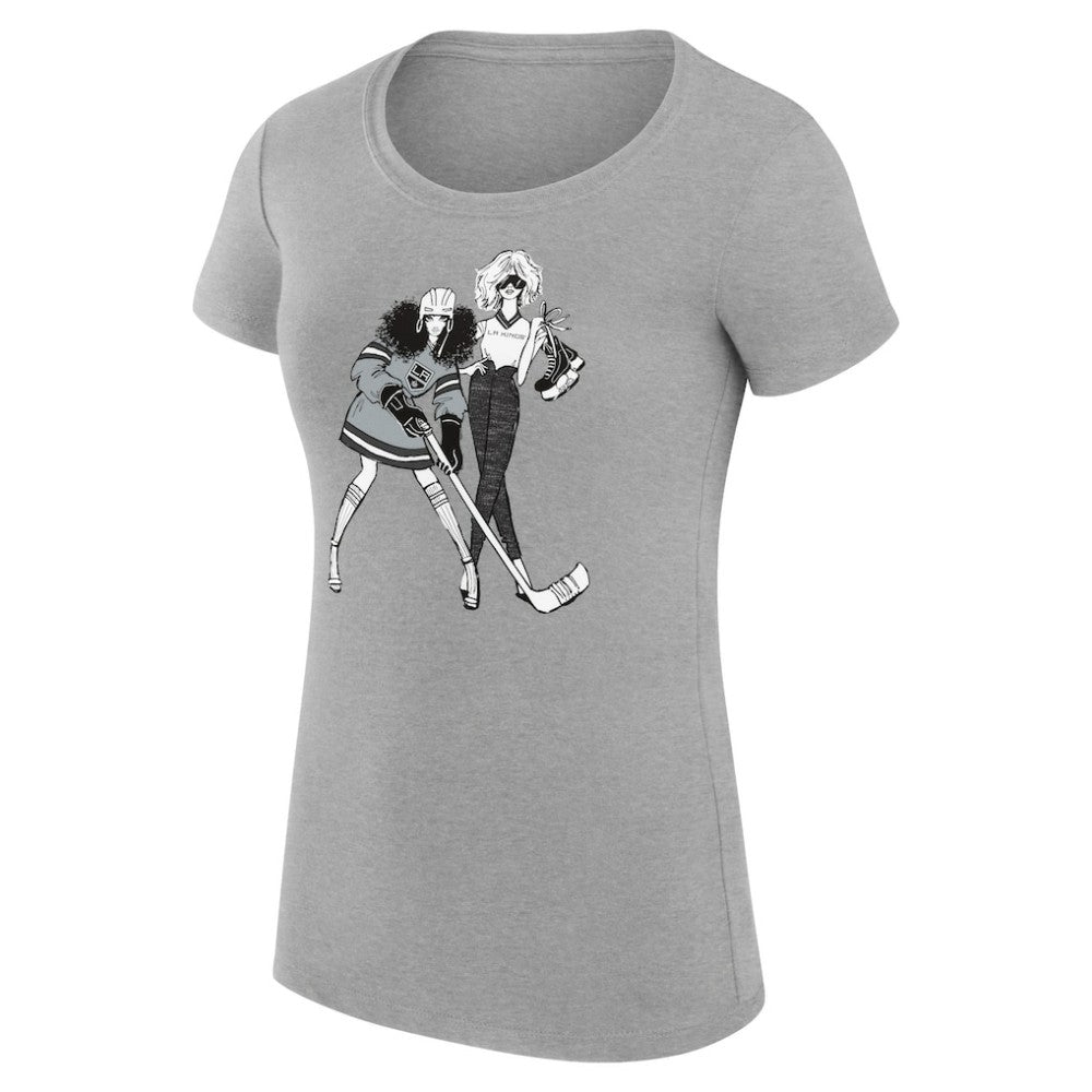 Los Angeles Kings G-III 4Her by Carl Banks Women's Super-Slim Fit Lightweight Hockey Girls T-Shirt - Heather Gray - NHL 200632789