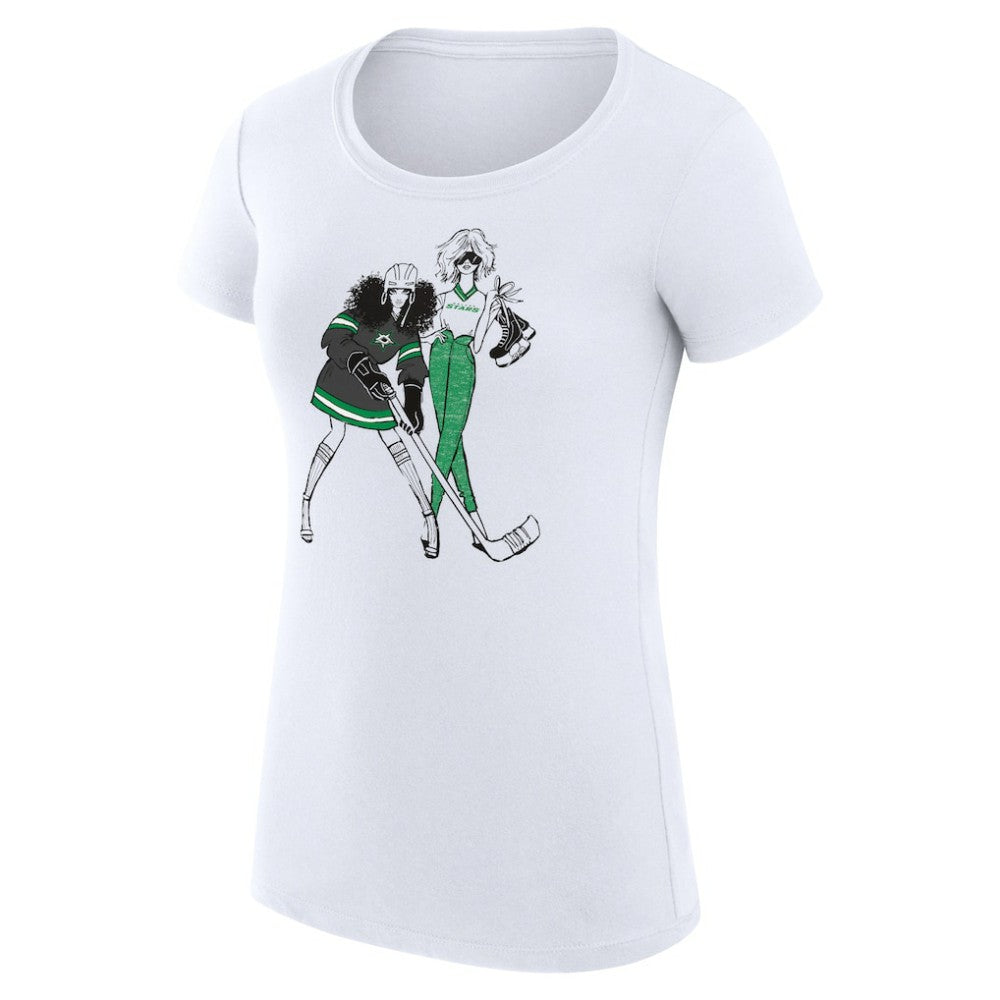 Dallas Stars G-III 4Her by Carl Banks Women's Super-Slim Fit Lightweight Hockey Girls T-Shirt - White - NHL 200632800