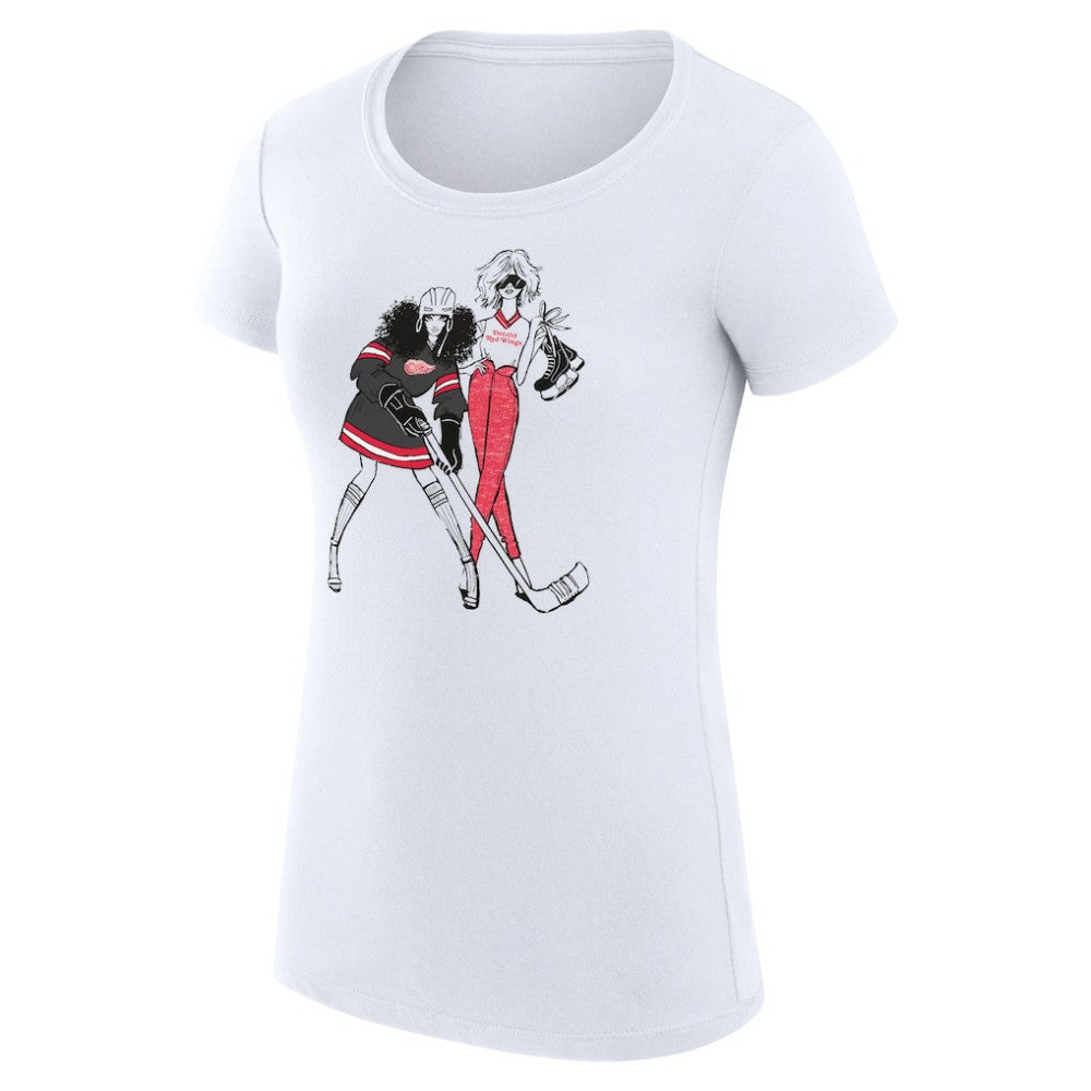 Detroit Red Wings G-III 4Her by Carl Banks Women's Super-Slim Fit Lightweight Hockey Girls T-Shirt - White - NHL 200632802