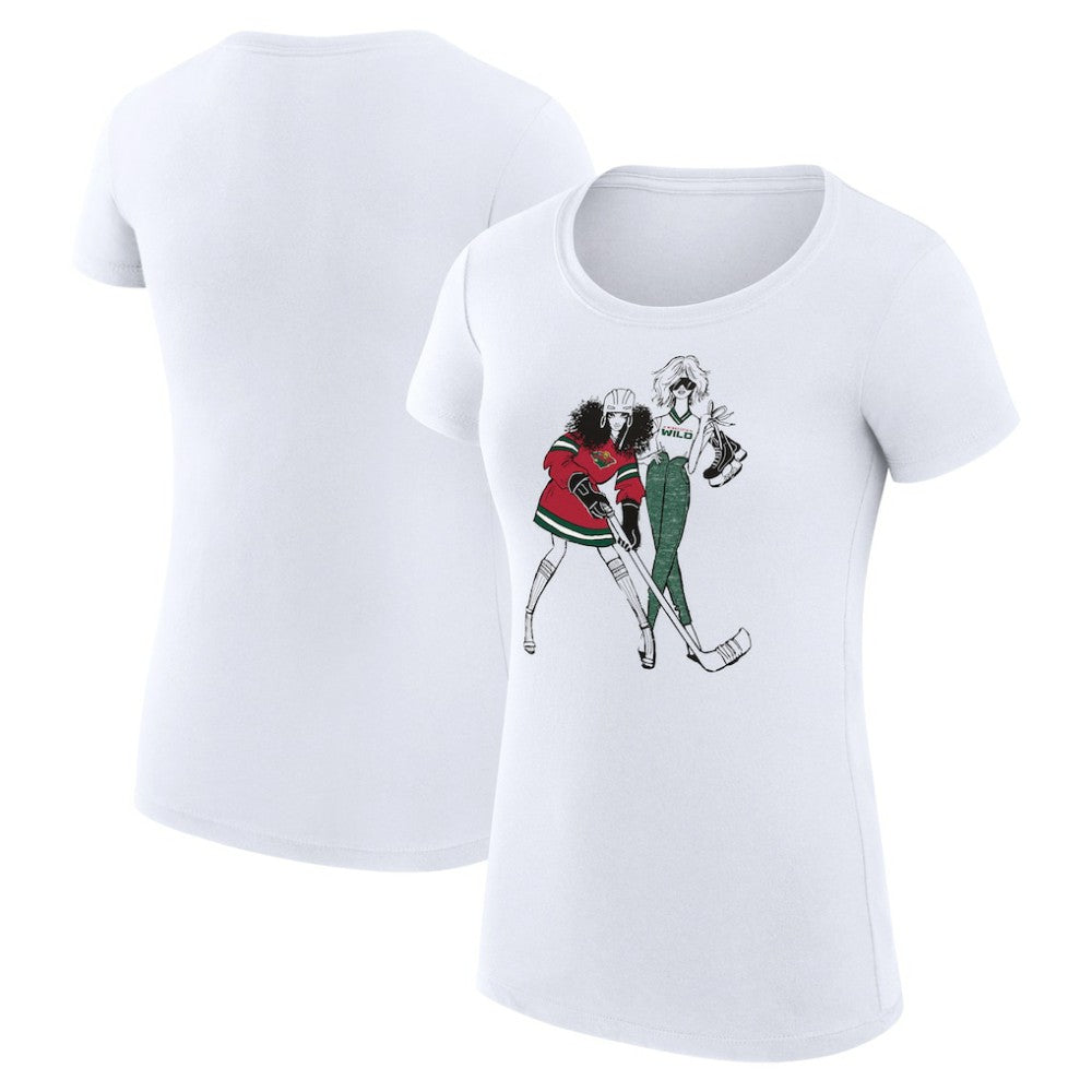 Minnesota Wild G-III 4Her by Carl Banks Women's Super-Slim Fit Lightweight Hockey Girls T-Shirt - White - NHL 200632809