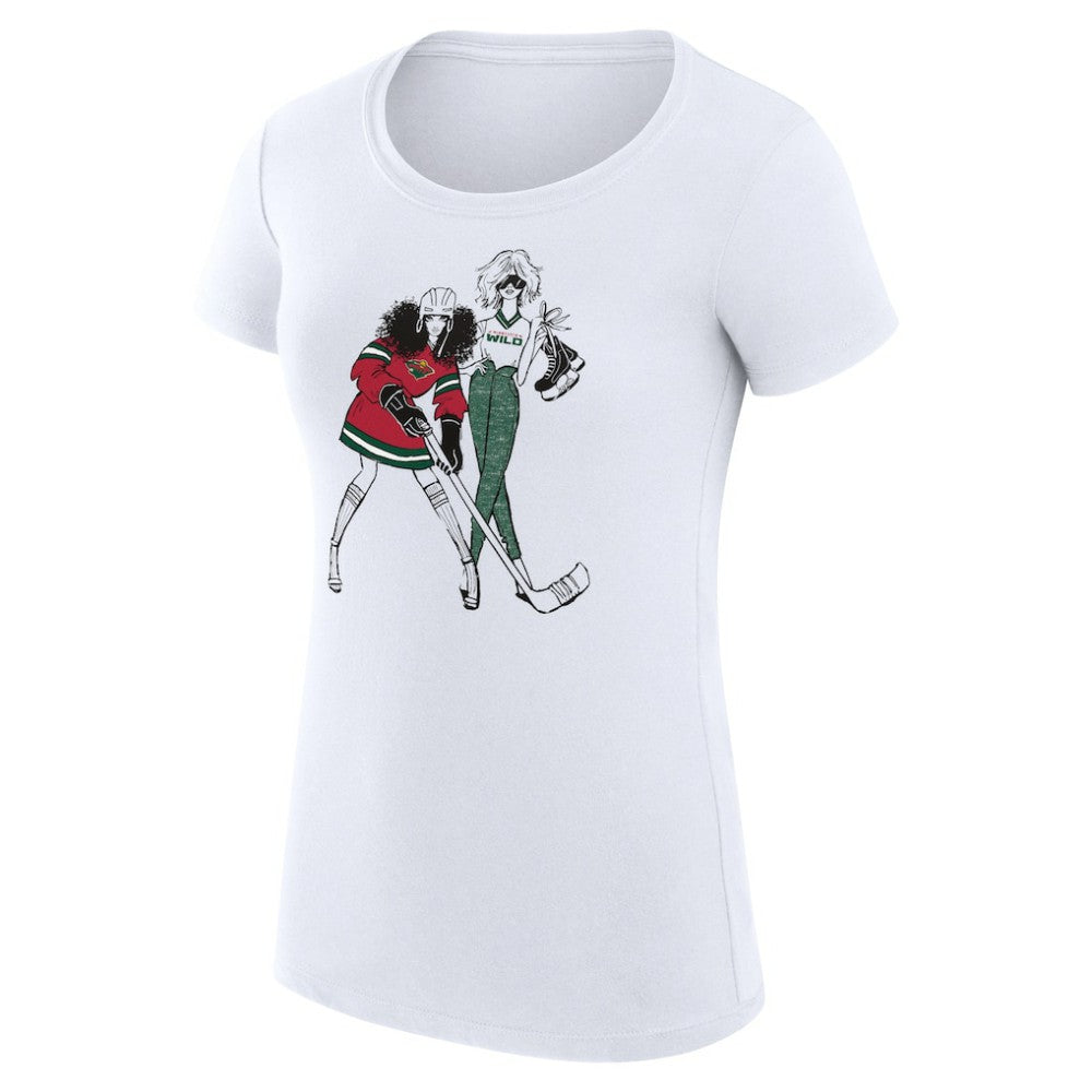 Minnesota Wild G-III 4Her by Carl Banks Women's Super-Slim Fit Lightweight Hockey Girls T-Shirt - White - NHL 200632809