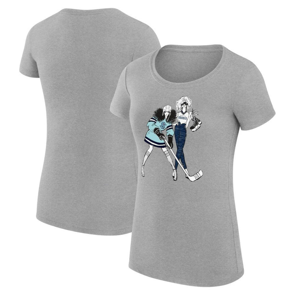 Seattle Kraken G-III 4Her by Carl Banks Women's Super-Slim Fit Lightweight Hockey Girls T-Shirt - Heather Gray - NHL 200632817
