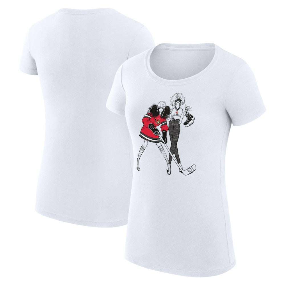 Ottawa Senators G-III 4Her by Carl Banks Women's Super-Slim Fit Lightweight Hockey Girls T-Shirt - White - NHL 200632818