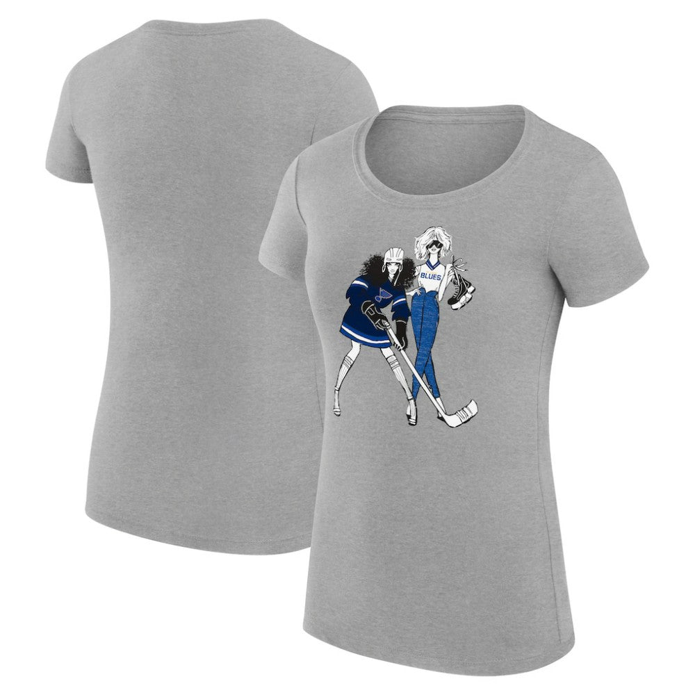 St. Louis Blues G-III 4Her by Carl Banks Women's Super-Slim Fit Lightweight Hockey Girls T-Shirt - Heather Gray - NHL 200632819