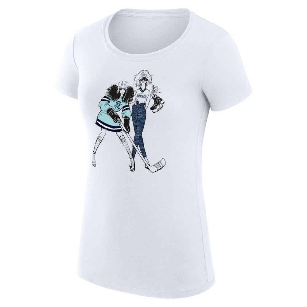 Seattle Kraken G-III 4Her by Carl Banks Women's Super-Slim Fit Lightweight Hockey Girls T-Shirt - White - NHL 200632828