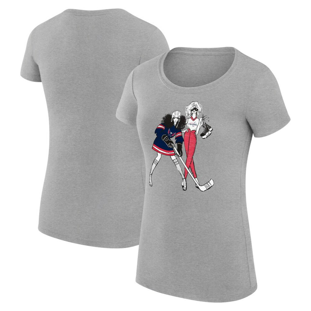 Washington Capitals G-III 4Her by Carl Banks Women's Super-Slim Fit Lightweight Hockey Girls T-Shirt - Heather Gray - NHL 200632829