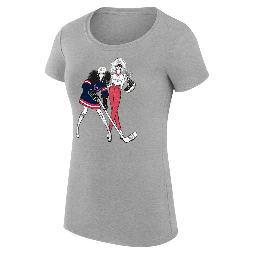 Washington Capitals G-III 4Her by Carl Banks Women's Super-Slim Fit Lightweight Hockey Girls T-Shirt - Heather Gray - NHL 200632829