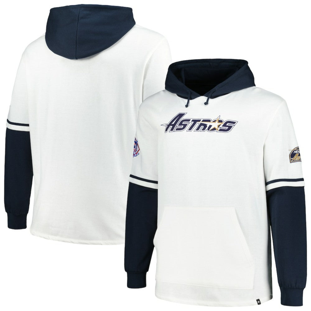 Houston Astros '47 Big & Tall Trifecta Shortstop Pullover Hoodie - White/Navy - 47 brand Discount