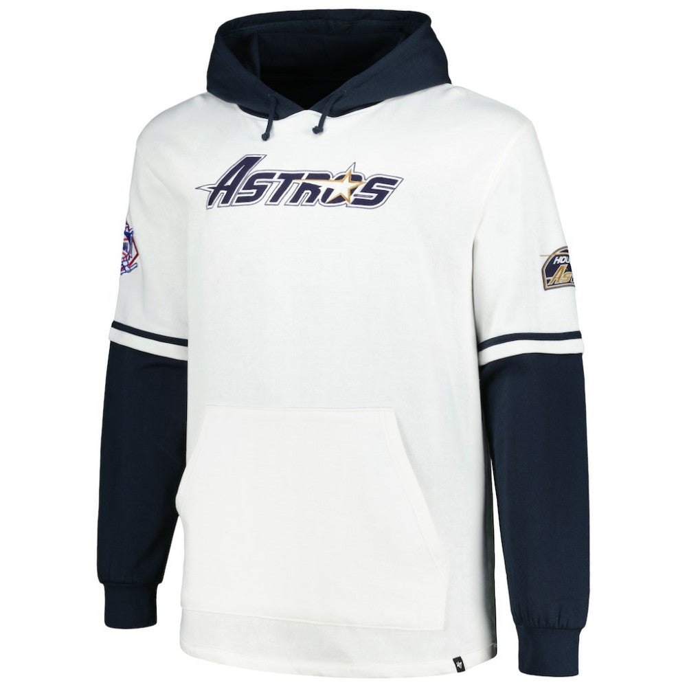 Houston Astros '47 Big & Tall Trifecta Shortstop Pullover Hoodie - White/Navy - 47 brand Discount