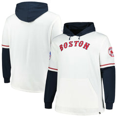 Boston Red Sox '47 Big & Tall Trifecta Shortstop Pullover Hoodie - White/Navy - 47 brand on Sale