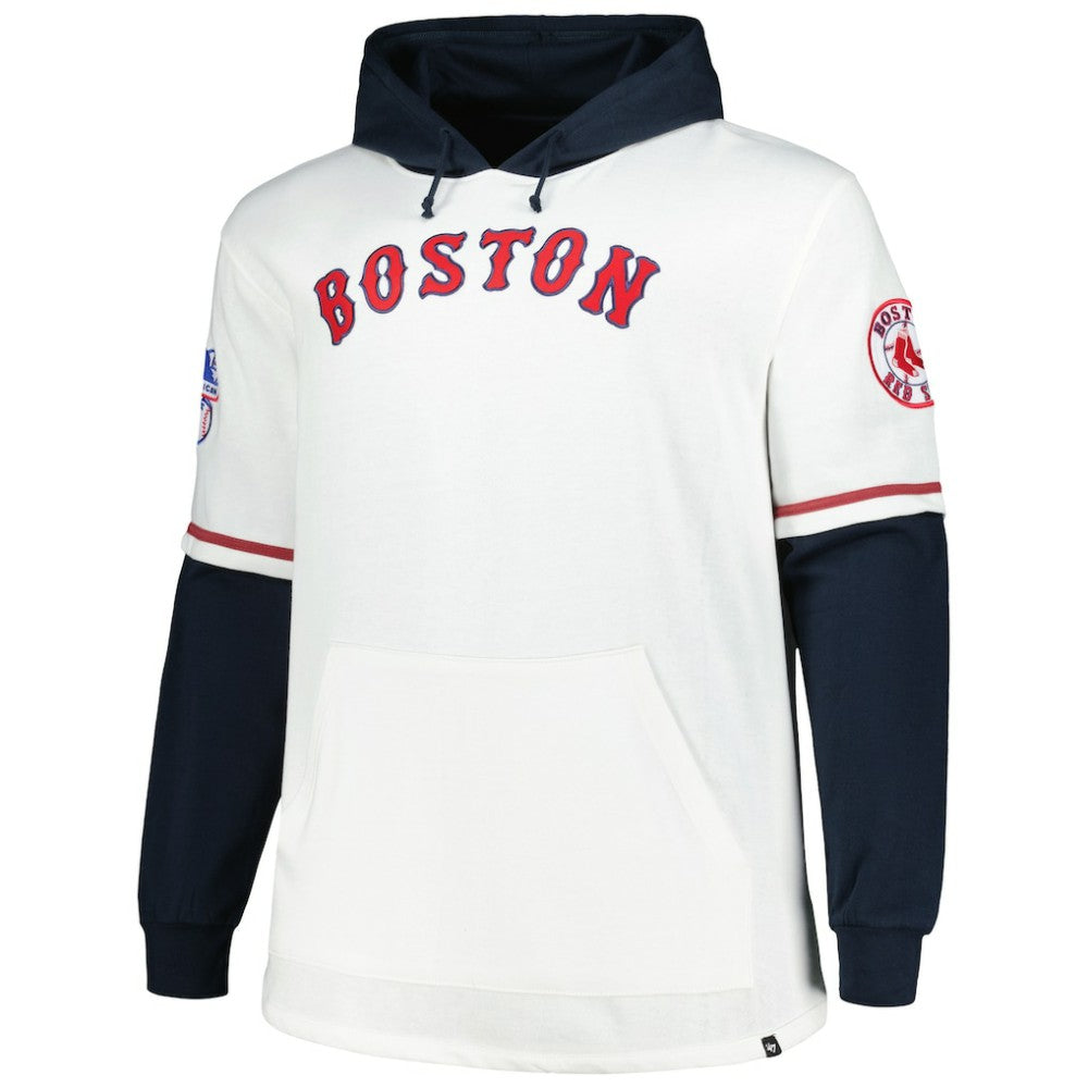 Boston Red Sox '47 Big & Tall Trifecta Shortstop Pullover Hoodie - White/Navy - 47 brand on Sale