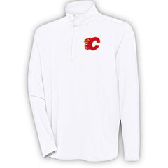 Calgary Flames Antigua Hunk Quarter-Zip Pullover Top - White - NHL 200640565