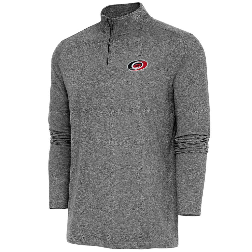 Carolina Hurricanes Antigua Hunk Quarter-Zip Pullover Top - Heather Black - NHL 200640577