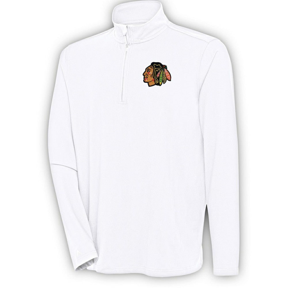 Chicago Blackhawks Antigua Hunk Quarter-Zip Pullover Top - White - NHL 200640581
