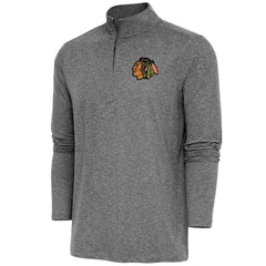 Chicago Blackhawks Antigua Hunk Quarter-Zip Pullover Top - Heather Black - NHL 200640585