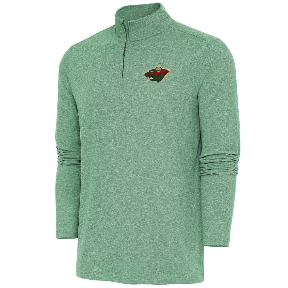 Minnesota Wild Antigua Hunk Quarter-Zip Pullover Top - Heather Hunter Green - NHL 200640660