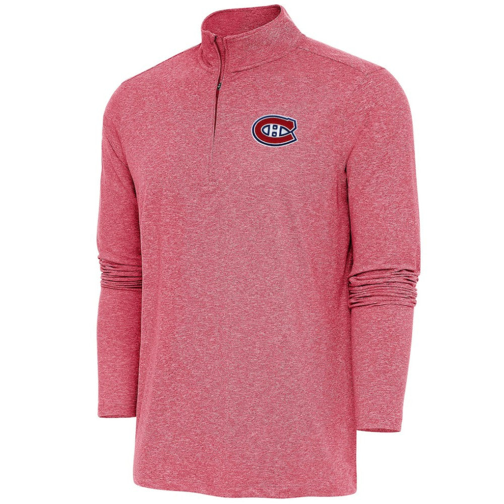 Montreal Canadiens Antigua Hunk Quarter-Zip Pullover Top - Heather Red - NHL 200640675