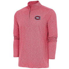 Montreal Canadiens Antigua Hunk Quarter-Zip Pullover Top - Heather Red - NHL 200640675