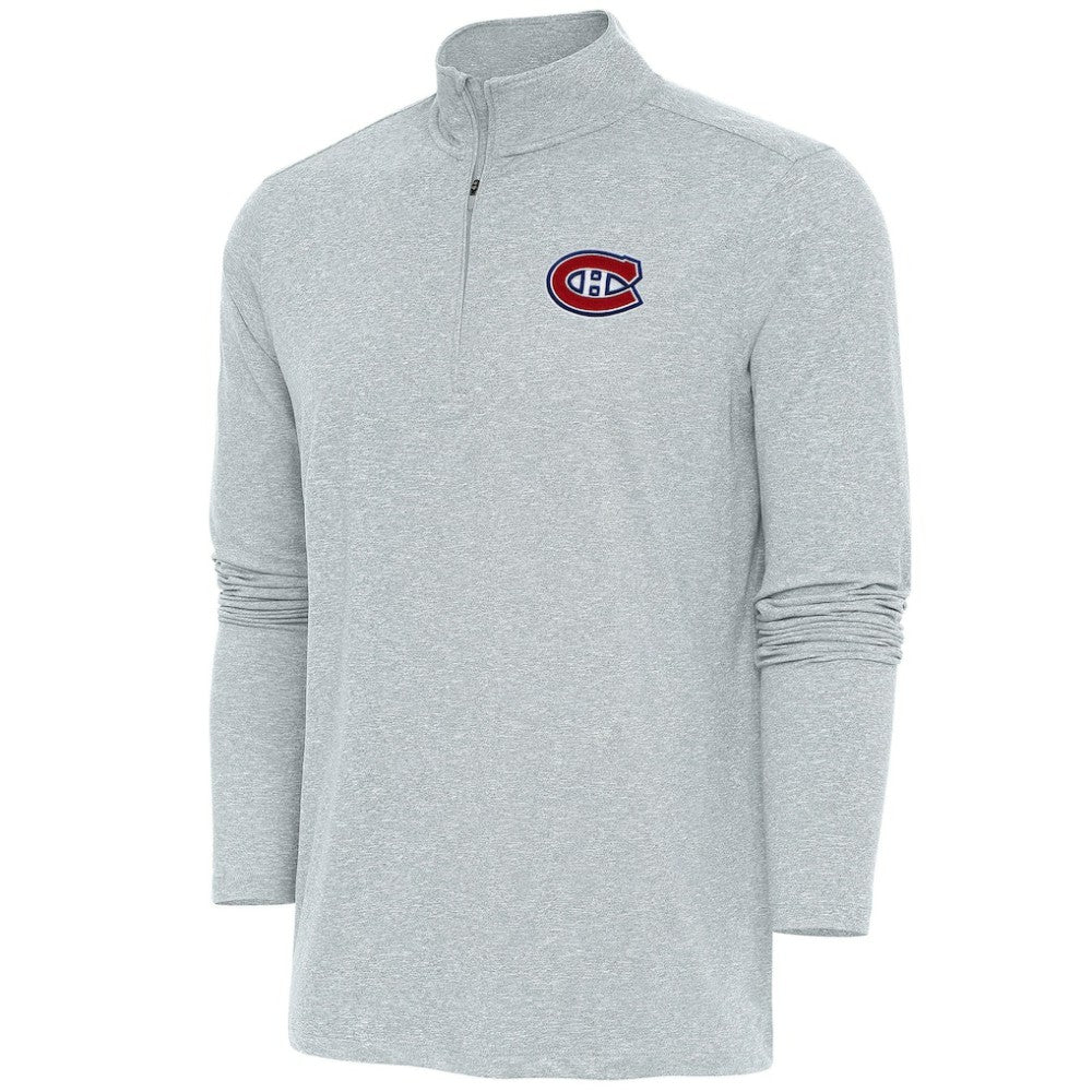 Montreal Canadiens Antigua Hunk Quarter-Zip Pullover Top - Heather Gray - NHL 200640679