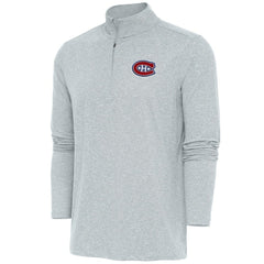 Montreal Canadiens Antigua Hunk Quarter-Zip Pullover Top - Heather Gray - NHL 200640679